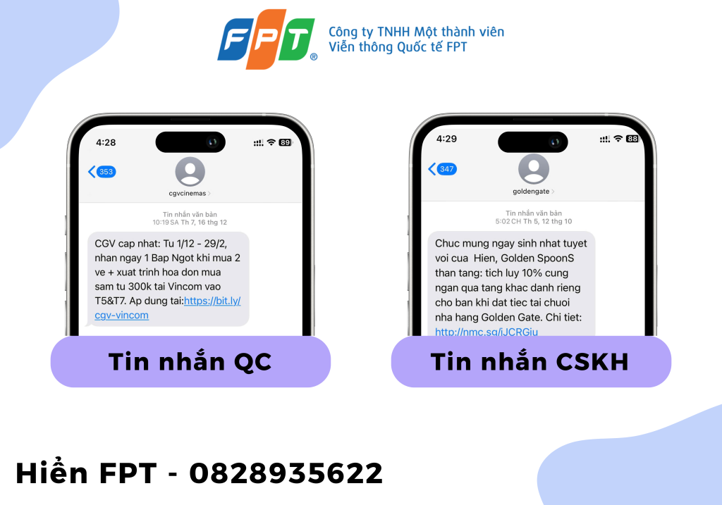 Tin nhắn thương hiệu, TIn nhắn QC, tin nhắn CSKH