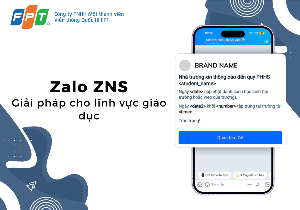 Zalo ZNS,FPT ZNS, Tin nhắn ZNS, giải pháp giáo dục